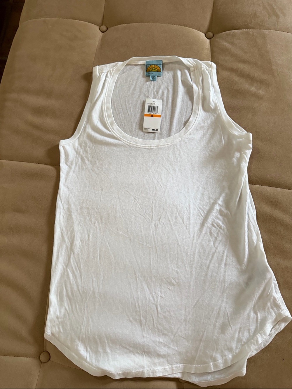 NWT C&C California White Scoop Neck Tank Top Cotton Modal Size Small lightweight